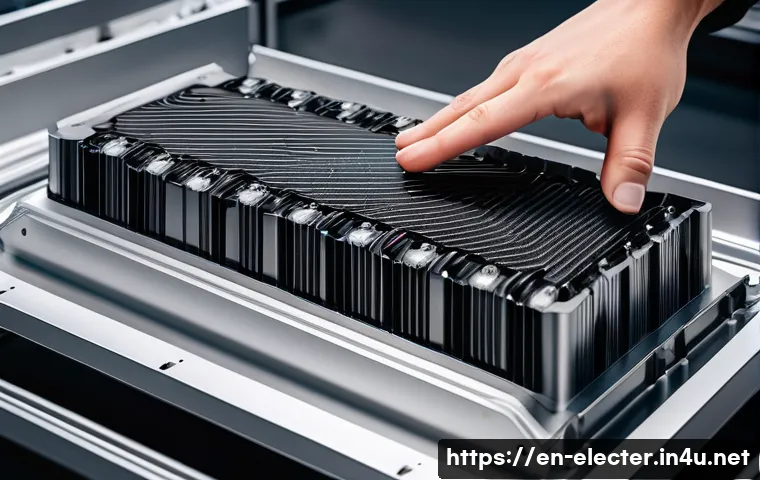 테슬라와 전자공학 혁신 사례 - A detailed cross-sectional illustration of a Tesla lithium-ion battery pack showcasing high-energy d...